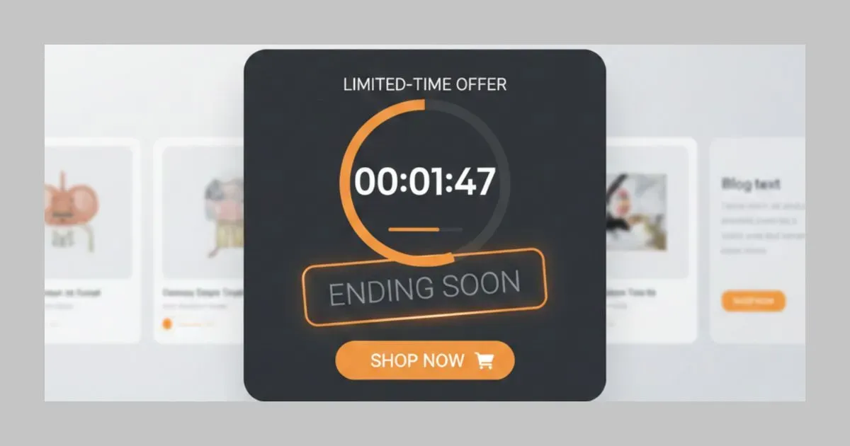 Limited-time ecommerce offer countdown timer showing promotion about to expire
